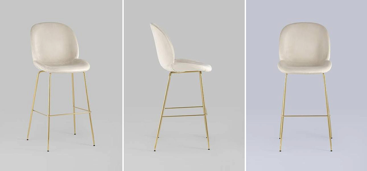 Барный Стул Молочный Велюр Vendramin Chair Барный Стул Молочный Велюр Vendramin Chair - Loft-Concept в Тюмени