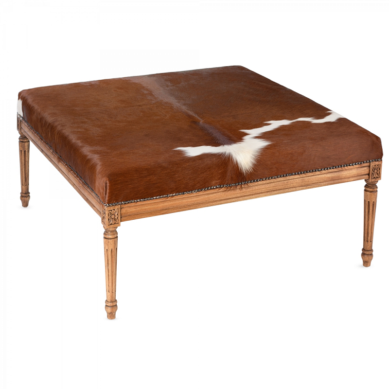 Пуф коричневая натуральная шкура Louie Cowhide Ottoman Коричневый Золотой дуб Пуф коричневая натуральная шкура Louie Cowhide Ottoman Коричневый Золотой дуб в Тюмени | Loft Concept