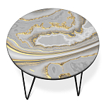 Стол журнальный c круглой столешницей из стекла серого цвета Gray and Gold Marble варинант исполнения - 2 | Loft Concept в Тюмени