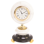 Часы настольные бронзовые из натуральных камней Мрамор и Змеевик Stone Clock варинант исполнения - 1 | Loft Concept в Тюмени