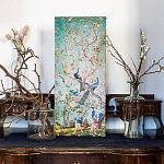 Постер на холсте в стиле шинуазри с изображением сада Chinoiserie Imperial Garden Peacocks on a Tree варинант исполнения - 3 | Loft Concept в Тюмени