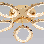 Потолочная люстра с 5-ю светодиодными лампами с золотистым каркасом Ring of Fire варинант исполнения - 2 | Loft Concept в Тюмени