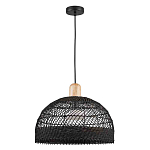 Подвесной светильник с округлым абажуром из черного ротанга Wicker Furniture варинант исполнения - 2 | Loft Concept в Тюмени