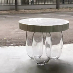 Дизайнерский журнальный стол на 3-х овальных прозрачных ножках Tukutic варинант исполнения - 2 | Loft Concept в Тюмени