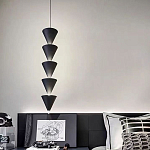 Подвесной светильник светодиодный в виде ряда черных металлических конусов  Herringbone варинант исполнения - 5 | Loft Concept в Тюмени