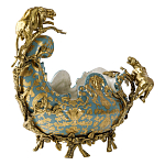 Чаша голубого цвета с оранментом и и бронзовыми фигурами леопардов Eden Garden варинант исполнения - 2 | Loft Concept в Тюмени