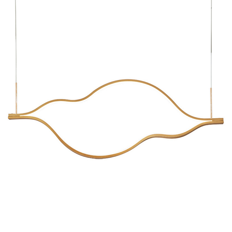 Подвесной светильник волнообразный изогнутый на двух тросах 103 см Spiral Lighting матовое золото Латунь в Тюмени | Loft Concept 