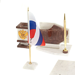 Настольный письменный набор из мрамора и лемезита с гербом и флагом России Marble Accessory варинант исполнения - 3 | Loft Concept в Тюмени