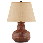 Настольная лампа темно-коричневая с тканевым абажуром в форме конуса Сhieftain варинант исполнения - 3 | Loft Concept в Тюмени