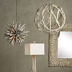 Настольная лампа с каркасом в виде веток деревьев с абажуром из ткани Natural Driftwood варинант исполнения - 4 | Loft Concept в Тюмени