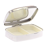 Таблетница карманная прямоугольная на 2 отделения с зеркалом и накладкой из натурального камня Лазурит Silver Stone Pillboxes варинант исполнения - 3 | Loft Concept в Тюмени