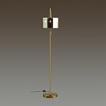 Торшер с круглым плафоном на высокой бронзовой ножке с вертикальным декором из металлических трубок Sohne варинант исполнения - 2 | Loft Concept в Тюмени