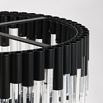 Люстра круглая из матового черного металла с подвесками из прозрачных стеклянных трубок Noir Tubes варинант исполнения - 9 | Loft Concept в Тюмени