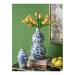 Ваза фигурная с сине-зелеными узорами распустившихся цветов Blossoming Spring варинант исполнения - 4 | Loft Concept в Тюмени