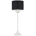 Настольная лампа с декором в виде белого цветка магнолии на каркасе и черным абажуром White Magnolia варинант исполнения - 3 | Loft Concept в Тюмени