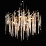 Люстра золотого цвета с декоративными ветками и длинными прозрачными стеклянными подвесами в форме сосулек Droplet Chandelier варинант исполнения - 3 | Loft Concept в Тюмени