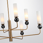 Люстра на штанге с 8-ю цилиндрическими матовыми плафонами и шарами из камня Orb Essence варинант исполнения - 7 | Loft Concept в Тюмени