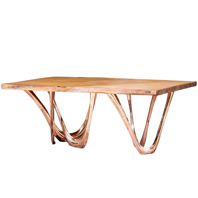 Обеденный стол прямоугольный с фигурными ножками G-table Золотой Обеденный стол прямоугольный с фигурными ножками G-table Золотой в Тюмени | Loft Concept