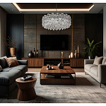 Круглая люстра с хрустальными подвесками на серебряном каркасе Gorgeous Crystal Light варинант исполнения - 12 | Loft Concept в Тюмени