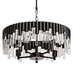 Люстра круглая из матового черного металла с подвесками из прозрачных стеклянных трубок Noir Tubes варинант исполнения - 1 | Loft Concept в Тюмени