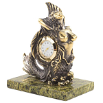 Часы настольные бронзовые в виде русалочки из натурального камня Змеевик Mermaid Stone Clock варинант исполнения - 2 | Loft Concept в Тюмени