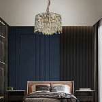 Люстра круглая с хрустальными подвесками на золотистом каркасе Roul Crystal Light варинант исполнения - 13 | Loft Concept в Тюмени