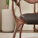 Стул деревянный с мягким сиденьем из коричневой натуральной кожи Moon Walnut Furniture варинант исполнения - 3 | Loft Concept в Тюмени