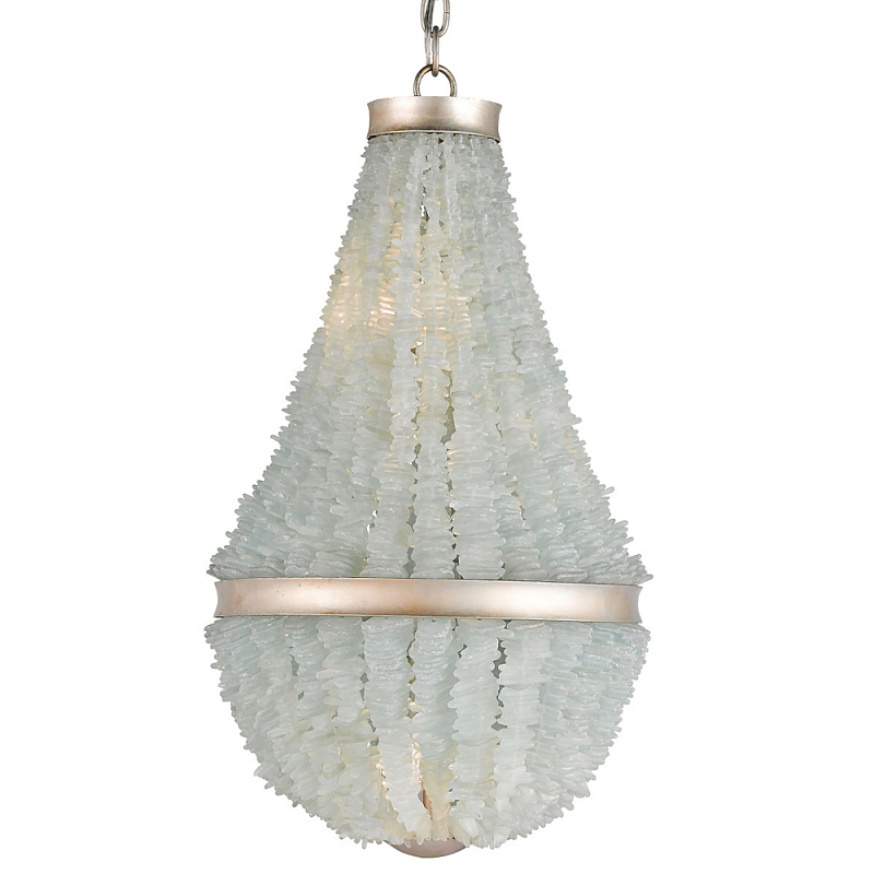 Люстра с каскадом из стеклянных декоративных элементов Shining Sea Glass Серебряный Люстра с каскадом из стеклянных декоративных элементов Shining Sea Glass Серебряный в Тюмени | Loft Concept