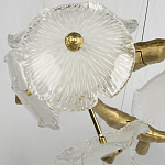 Люстра подвесная круглая с ветвистыми бронзовыми элементами и стеклянными рифлеными дисками Textured Glass Chandelier варинант исполнения - 4 | Loft Concept в Тюмени