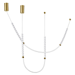 Подвесной светильник с 3-мя изогнутыми плафонами и белыми декоративными шариками PEARLS Suspension варинант исполнения - 2 | Loft Concept в Тюмени