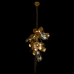 Люстра подвесная вытянутой формы с плафонами из стекла и металла с тремя вертикальными подвесками Gilded Mirage  варинант исполнения - 7 | Loft Concept в Тюмени