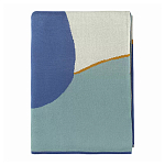 Плед из хлопка синего цвета с абстрактным принтом Elysian Flow Ocean варинант исполнения - 2 | Loft Concept в Тюмени