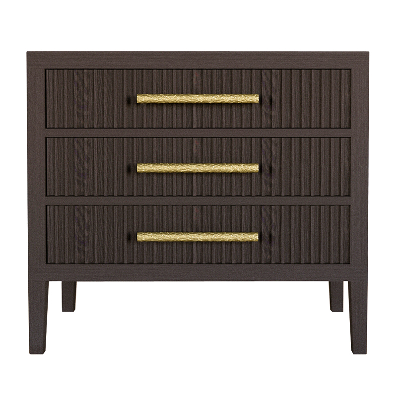 Тумба Primo  с тремя ящиками шпон темный орех Темный дуб Золотой в Тюмени | Loft Concept 