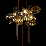 Люстра подвесная с 18-ю стеклянными плафонами с вертикальными подвесками Gilded Mirage  варинант исполнения - 8 | Loft Concept в Тюмени