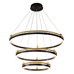 Люстра подвесная с тремя кольцами черного и золотого цвета Ring Horizontal варинант исполнения - 2 | Loft Concept в Тюмени