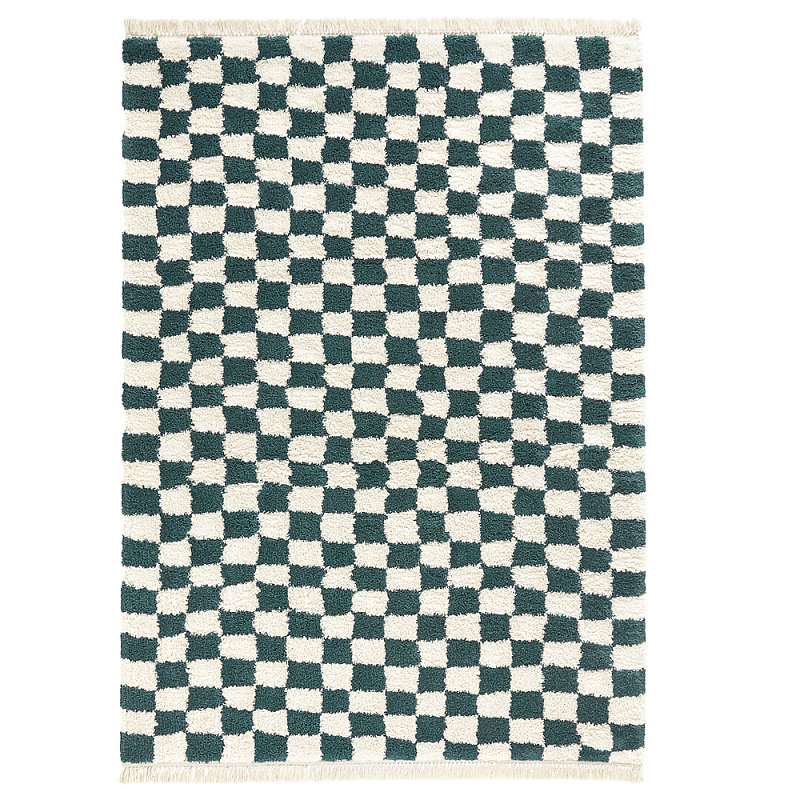Ковер с шахматным принтом Chess Layout с эффектом шерсти Коньяк Зеленый Черный Ковер с шахматным принтом Chess Layout с эффектом шерсти Коньяк Зеленый Черный в Тюмени | Loft Concept
