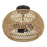 Потолочный светильник с плафоном из плетеного джута и черным каркасом Quoizel варинант исполнения - 3 | Loft Concept в Тюмени