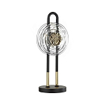 Настольная лампа черного цвета с круглым прозрачным стеклянным плафоном Virelia  варинант исполнения - 1 | Loft Concept в Тюмени