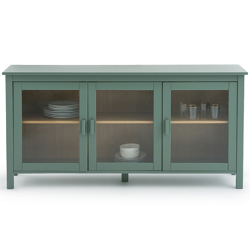 Шкаф-витрина низкий Cosette Cabinet Зеленый шалфей Прозрачное Стекло Древесина Шкаф-витрина низкий Cosette Cabinet Зеленый шалфей Прозрачное Стекло Древесина в Тюмени | Loft Concept