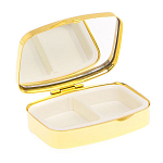 Таблетница карманная прямоугольная с 2-мя отделениями с зеркалом и накладкой из натурального камня Флюорит Gold Stone Pillboxes варинант исполнения - 3 | Loft Concept в Тюмени
