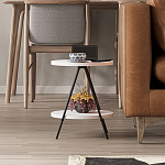 Стол приставной с 2-мя круглыми белыми столешницами ESSEL SIDE TABLE WHITE варинант исполнения - 10 | Loft Concept в Тюмени