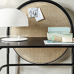 Письменный стол с круглой плетёной панелью для крепления заметок Allegory варинант исполнения - 3 | Loft Concept в Тюмени