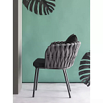 Стул мягкий с декором в виде плетеных лент на спинке и подлокотниках Semicircular Chair Decorated with Ribbons варинант исполнения - 2 | Loft Concept в Тюмени