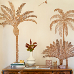 Обои с вышивкой ручной работы Deco Palms Raffia on linen варинант исполнения - 2 | Loft Concept в Тюмени