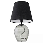 Настольная лампа с черным тканевым абажуром и фактурным прозрачным основанием Black Cone варинант исполнения - 2 | Loft Concept в Тюмени