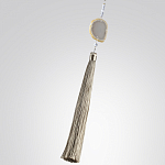 Подвесной светильник с шарообразным плафоном из белого стекла с подвеской из камня и кисточкой Agatelle варинант исполнения - 6 | Loft Concept в Тюмени