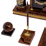 Настольный письменный набор с часами из природного камня обсидиана Royal Set варинант исполнения - 5 | Loft Concept в Тюмени