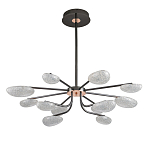 Люстра черного цвета с 12-ю прозрачными плафонами овальной формы Iona chandelier варинант исполнения - 1 | Loft Concept в Тюмени