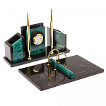 Настольный письменный набор из змеевика с часами Successful Leader варинант исполнения - 2 | Loft Concept в Тюмени