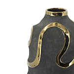 Ваза с золотыми акцентными полосами на черном матовом фоне Accent Tape варинант исполнения - 4 | Loft Concept в Тюмени